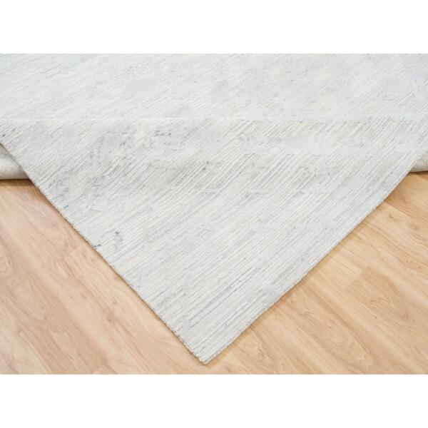 10'x10' Hand Knotted Modern Hand Spun Undyed Natural Wool Ivory with Gray Oriental Square Rug  - 62924 - Image 8