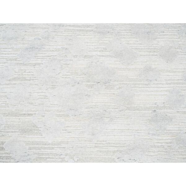 10'x10' Hand Knotted Modern Hand Spun Undyed Natural Wool Ivory with Gray Oriental Square Rug  - 62924 - Image 10