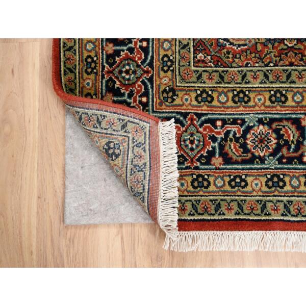 6'1"x6'1" Dense Weave Hand Knotted Herati Fish Design Square 175 KPSI Extra Soft Wool Red Oriental Rug  - 63319 - Image 4