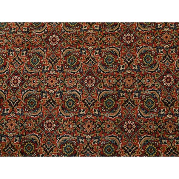 6'1"x6'1" Dense Weave Hand Knotted Herati Fish Design Square 175 KPSI Extra Soft Wool Red Oriental Rug  - 63319 - Image 6