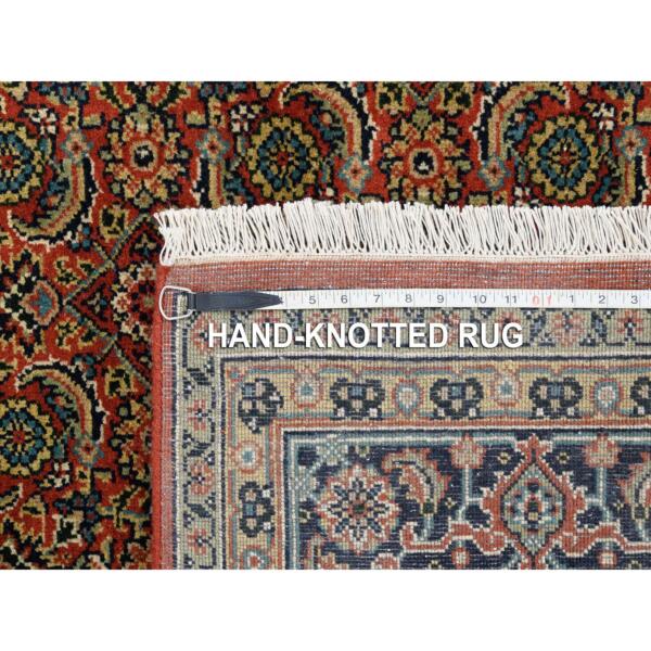 6'1"x6'1" Dense Weave Hand Knotted Herati Fish Design Square 175 KPSI Extra Soft Wool Red Oriental Rug  - 63319 - Image 9