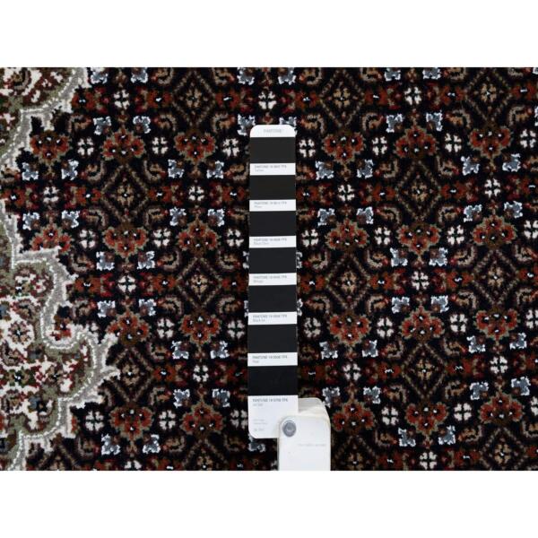 6'1"x18'1" Rich Black Tabriz Mahi with Fish Medallion Design, Wool, 175 KPSI, Hand Knotted Oriental Wide Runner Rug  - 63842 - Image 8