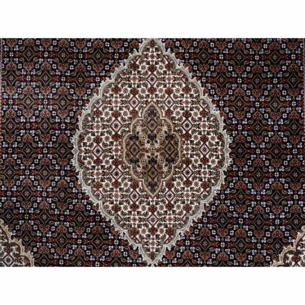 6'1"x18'1" Rich Black Tabriz Mahi with Fish Medallion Design, Wool, 175 KPSI, Hand Knotted Oriental Wide Runner Rug  - 63842 - Image 9