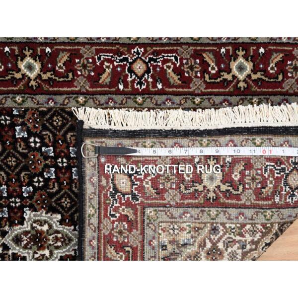 2'4"x27'1" Rich Black Hand Knotted Soft Wool 175 KPSI Tabriz Mahi with Fish Medallion Design XL Runner Oriental Rug  - 64095 - Image 9