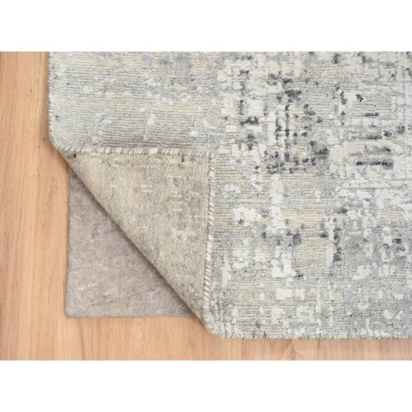 2'7"x23'10" Gray Modern Hand Knotted Hand Spun Undyed Natural Wool Cut and Loop Pile XL Runner Oriental Rug  - 64132 - Image 4