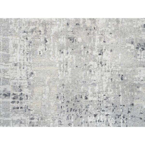 2'7"x23'10" Gray Modern Hand Knotted Hand Spun Undyed Natural Wool Cut and Loop Pile XL Runner Oriental Rug  - 64132 - Image 6