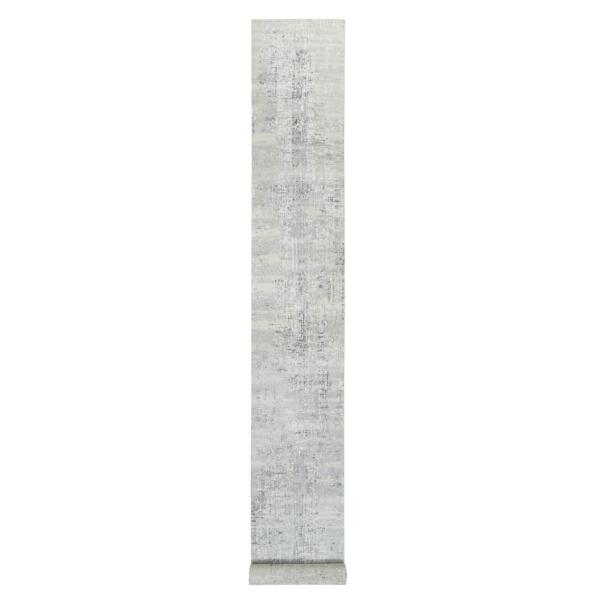 2'6"x20' Gray Modern Hand Knotted Cut and Loop Pile Hand Spun Undyed Natural Wool XL Runner Oriental Rug  - 64138