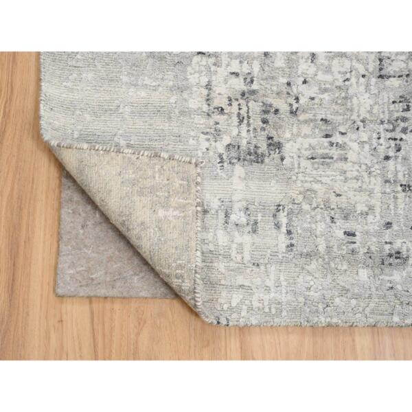 2'6"x20' Gray Modern Hand Knotted Cut and Loop Pile Hand Spun Undyed Natural Wool XL Runner Oriental Rug  - 64138 - Image 4