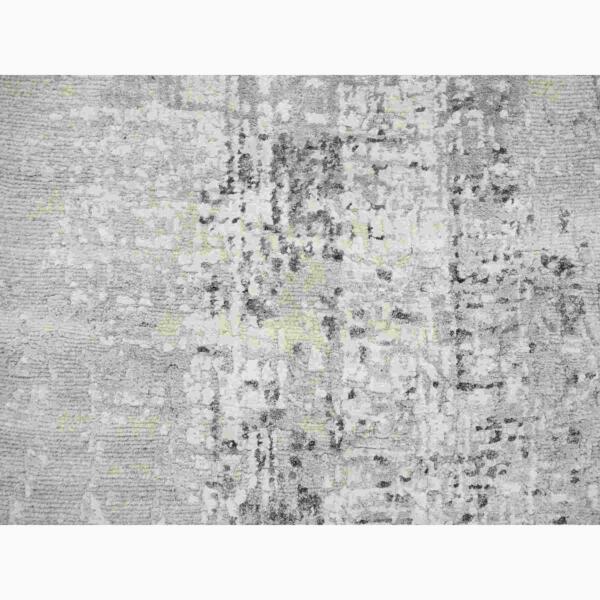 2'6"x20' Gray Modern Hand Knotted Cut and Loop Pile Hand Spun Undyed Natural Wool XL Runner Oriental Rug  - 64138 - Image 6