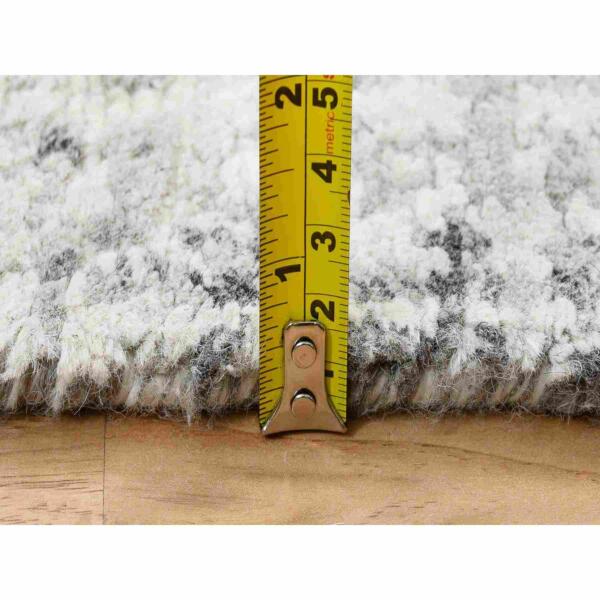 2'6"x20' Gray Modern Hand Knotted Cut and Loop Pile Hand Spun Undyed Natural Wool XL Runner Oriental Rug  - 64138 - Image 8