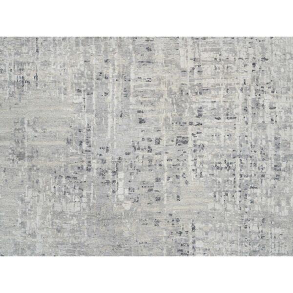 13'9"x13'9" Light Gray Hand Knotted Modern Hand Spun Undyed Natural Wool Round Oriental Rug  - 64232 - Image 10