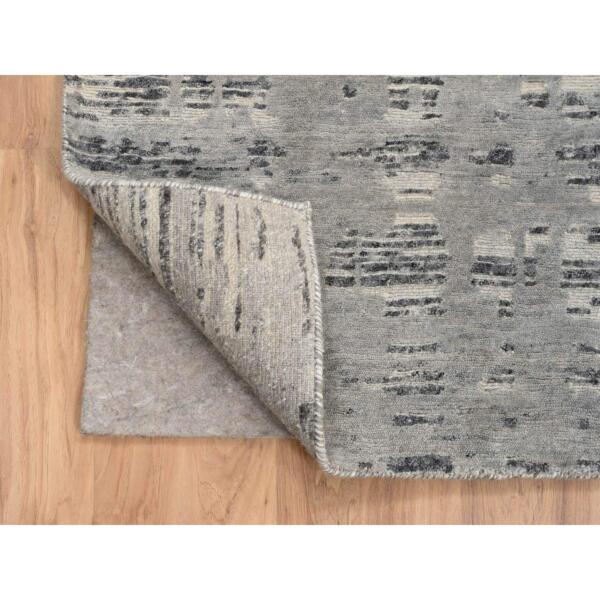 8'2"x8'2" Light Gray Hand Knotted Modern Hand Spun Undyed Natural Wool Square Oriental Rug  - 64233 - Image 5