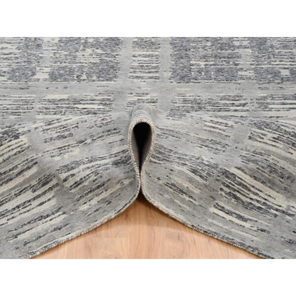 8'2"x8'2" Light Gray Hand Knotted Modern Hand Spun Undyed Natural Wool Square Oriental Rug  - 64233 - Image 6