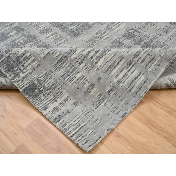 8'2"x8'2" Light Gray Hand Knotted Modern Hand Spun Undyed Natural Wool Square Oriental Rug  - 64233 - Image 7