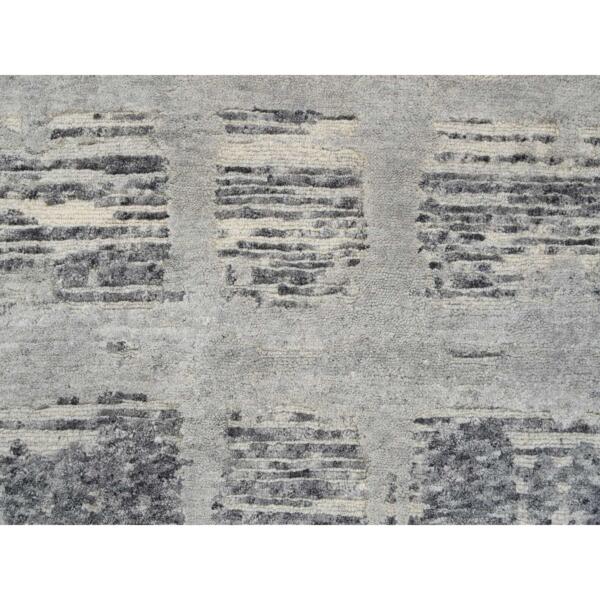 2'1"x3'1" Light Gray Hand Knotted Modern Hand Spun Undyed Natural Wool Mat Oriental Rug  - 64237 - Image 6