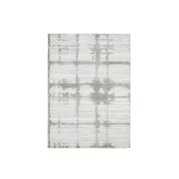 2'1"x3'1" Ivory Hand Spun Undyed Natural Wool Hand Knotted Modern Design Mat Oriental Rug  - 64238