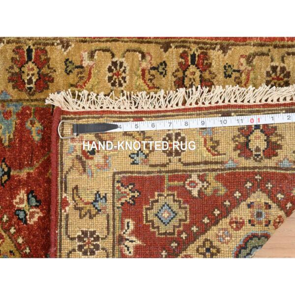 2'1"x3' Red-Gold, Karajeh Design, with Geometric Medallions Design, Hand Knotted, Pure Wool, Oriental Rug  - 64535 - Image 9