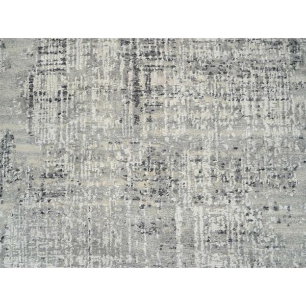 6'x11'10" Light Gray, Hand Spun Undyed Natural Wool, Hand Knotted, Modern Design, Gallery Size Runner Oriental Rug  - 64688 - Image 9