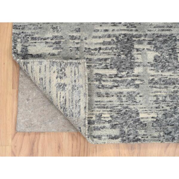 6'2"x12' Light Gray, Hand Spun Undyed Natural Wool, Hand Knotted, Modern Design, Gallery Size Runner Oriental Rug  - 64691 - Image 5