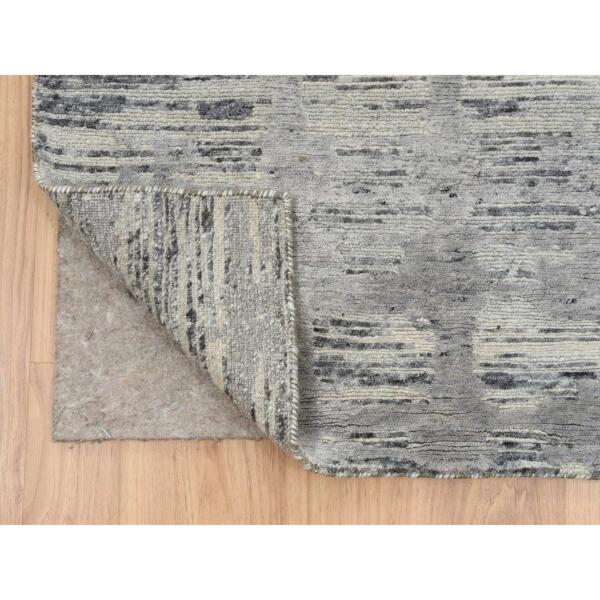 2'6"x22' Light Gray, Hand Knotted, Modern Design, Hand Spun Undyed Natural Wool, XL Runner Oriental Rug  - 64695 - Image 4