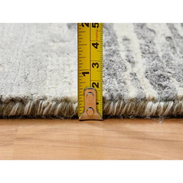 2'6"x22' Light Gray, Hand Knotted, Modern Design, Hand Spun Undyed Natural Wool, XL Runner Oriental Rug  - 64695 - Image 8