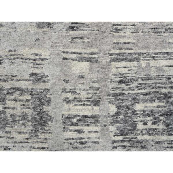 2'6"x20' Light Gray, Modern Design, Hand Spun Undyed Natural Wool, Hand Knotted, XL Runner Oriental Rug  - 64697 - Image 6