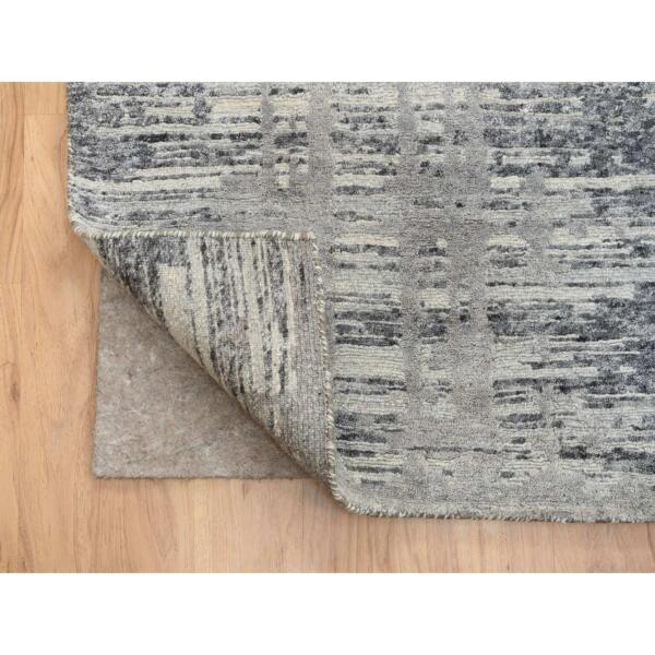 14'x14' Light Gray, Modern Design, Hand Spun Undyed Natural Wool, Hand Knotted, Square Oriental Rug  - 64710 - Image 5