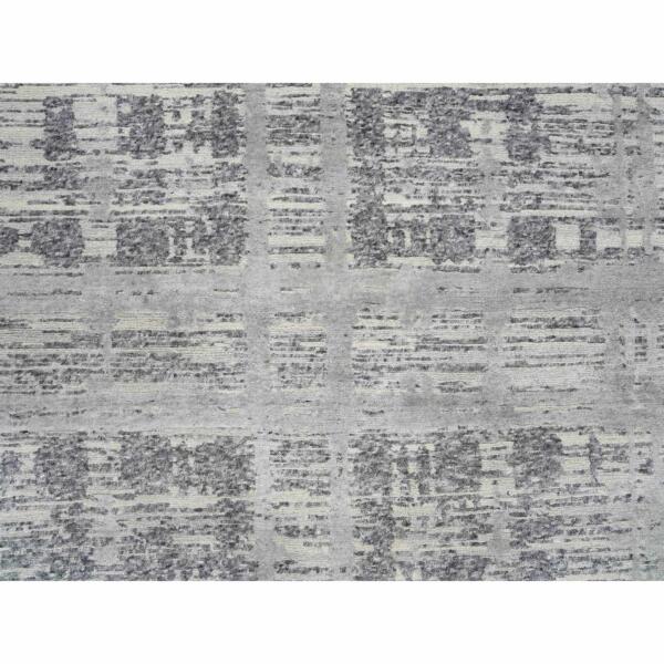 14'x14' Light Gray, Modern Design, Hand Spun Undyed Natural Wool, Hand Knotted, Square Oriental Rug  - 64710 - Image 9