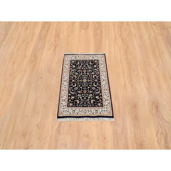 2'1"x3'3" Midnight Blue, Nain with All Over Design, 250 KPSI, Wool, Hand Knotted, Mat Oriental Rug  - 64760 - Image 3