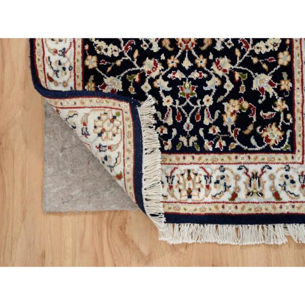 2'1"x3'3" Midnight Blue, Nain with All Over Design, 250 KPSI, Wool, Hand Knotted, Mat Oriental Rug  - 64760 - Image 4