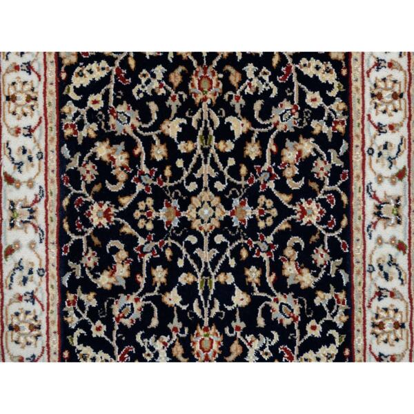 2'1"x3'3" Midnight Blue, Nain with All Over Design, 250 KPSI, Wool, Hand Knotted, Mat Oriental Rug  - 64760 - Image 6