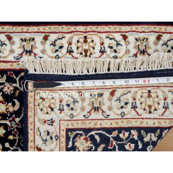 2'1"x3'3" Midnight Blue, Nain with All Over Design, 250 KPSI, Wool, Hand Knotted, Mat Oriental Rug  - 64760 - Image 9