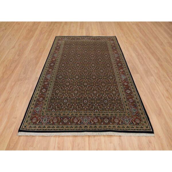 5'10"x9'1" Navy Blue, Herati with All Over Design, Hand Knotted, 250 KPSI Wool, Dense Weave, Oriental Rug  - 65115 - Image 3