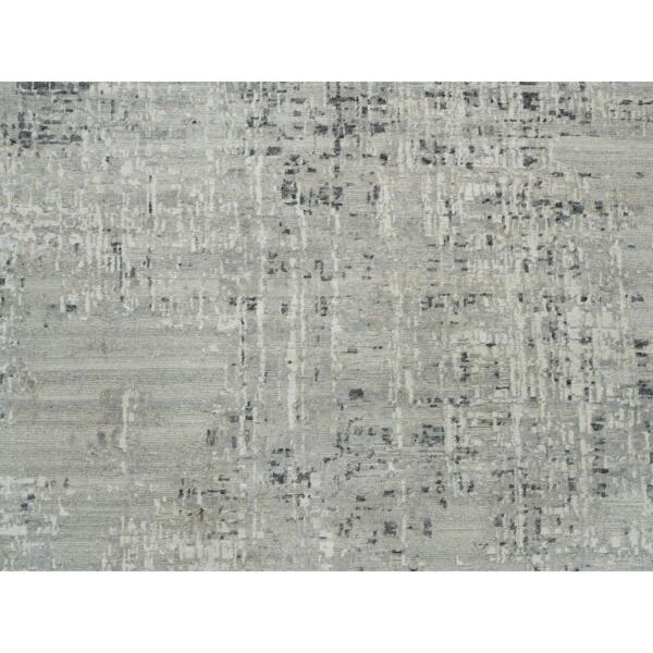 9'10"x10' Light Gray, Modern Design, Hand Spun Undyed Natural Wool, Hand Knotted, Square Oriental Rug  - 65151 - Image 9