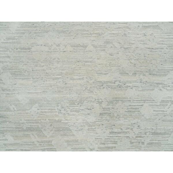 10'1"x14' Ivory, Modern Design, Hand Knotted, Hand Spun Undyed Natural Wool, Oriental Rug  - 65152 - Image 10