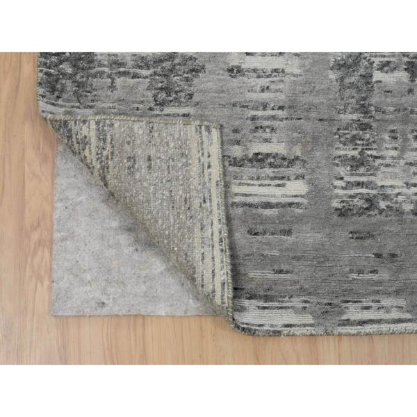 2'6"x25'9" Light Gray, Hand Knotted, Modern Design, Hand Spun Undyed Natural Wool, XL Runner Oriental Rug  - 65157 - Image 4