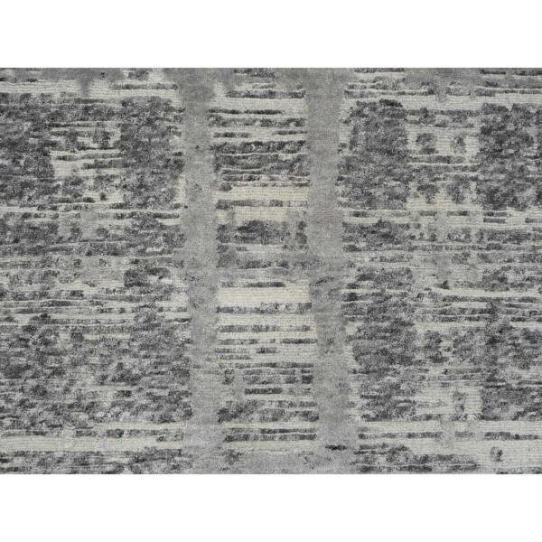 2'6"x25'9" Light Gray, Hand Knotted, Modern Design, Hand Spun Undyed Natural Wool, XL Runner Oriental Rug  - 65157 - Image 6