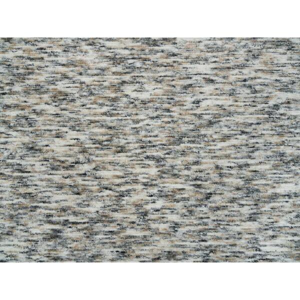 8'x8' Earth Tone Colors, Pure Wool, Hand Loomed, Modern Striae Design, Soft to the Touch Round Oriental Rug  - 65226 - Image 9