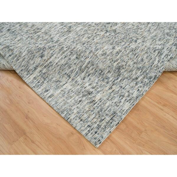 9'1"x12' Earth Tone Colors, Pure Wool, Hand Loomed, Modern Striae Design, Soft to the Touch Oriental Rug  - 65230 - Image 8