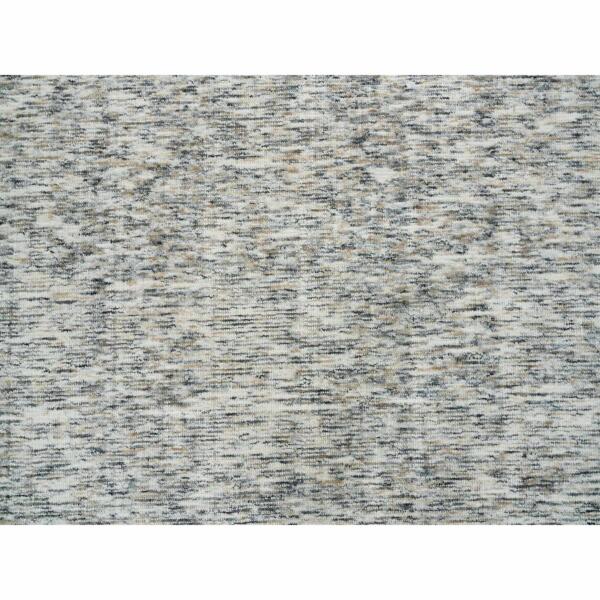 9'1"x12' Earth Tone Colors, Pure Wool, Hand Loomed, Modern Striae Design, Soft to the Touch Oriental Rug  - 65230 - Image 10