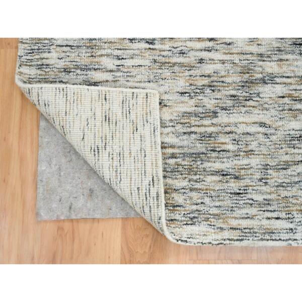 8'3"x10' Earth Tone Colors, Pure Wool, Hand Loomed, Modern Striae Design, Soft to the Touch Oriental Rug  - 65233 - Image 6