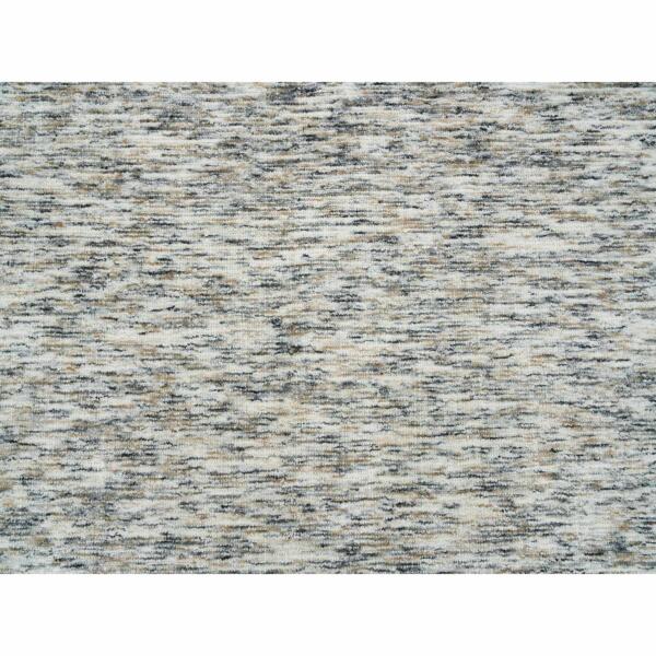 8'3"x10' Earth Tone Colors, Pure Wool, Hand Loomed, Modern Striae Design, Soft to the Touch Oriental Rug  - 65233 - Image 10