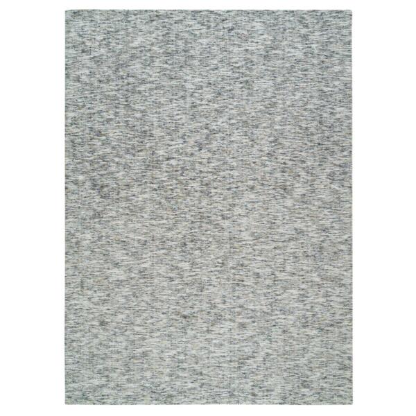 10'1"x14' Earth Tone Colors, Modern Striae Design, Soft to the Touch, Pure Wool, Hand Loomed, Oriental Rug  - 65235