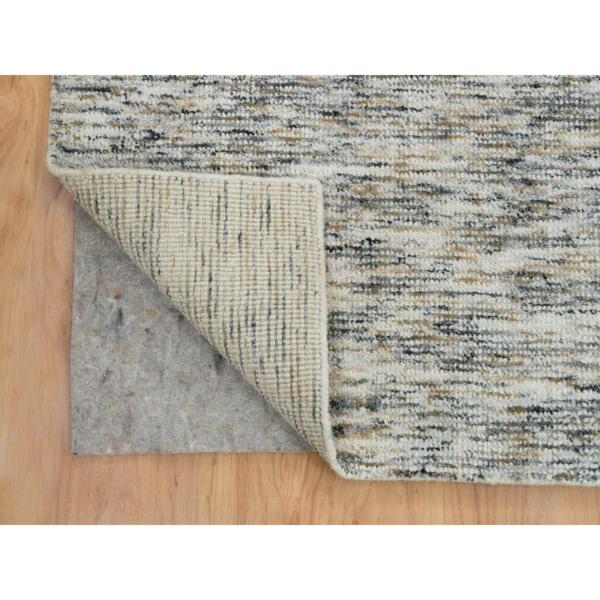 10'1"x14' Earth Tone Colors, Modern Striae Design, Soft to the Touch, Pure Wool, Hand Loomed, Oriental Rug  - 65235 - Image 6