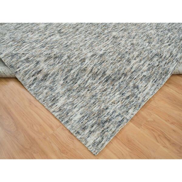 12'2"x15' Earth Tone Colors, Modern Striae Design, Soft to the Touch, Pure Wool, Hand Loomed, Oversized Oriental Rug  - 65236 - Image 8