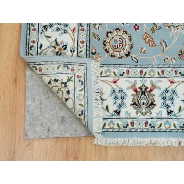 5'11"x9'2" Light Blue, Nain With All Over Flower Design, 250 KPSI, Natural Wool, Hand Knotted, Oriental Rug  - 65321 - Image 5