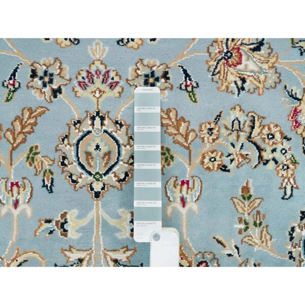 5'11"x9'2" Light Blue, Nain With All Over Flower Design, 250 KPSI, Natural Wool, Hand Knotted, Oriental Rug  - 65321 - Image 8