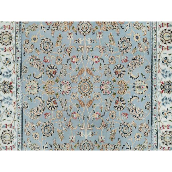 5'11"x9'2" Light Blue, Nain With All Over Flower Design, 250 KPSI, Natural Wool, Hand Knotted, Oriental Rug  - 65321 - Image 9