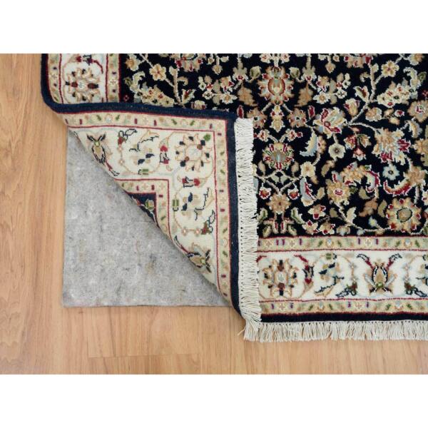 2'10"x16'1" Midnight Blue, Nain All Over Flower Design, 250 KPSI, Hand Knotted, 100% Wool, XL Runner Oriental Rug  - 65340 - Image 4