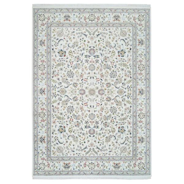10'x14'1" Ivory, Nain with All Over Flower Design 250 KPSI, Extra Soft Wool Hand Knotted, Oriental Rug  - 65363